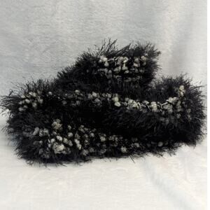 No Brand Scarf White‎ Black Fuzzy Eyelash Soft Winter Warm Cozy